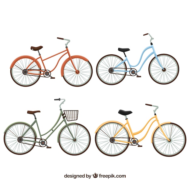 Nice vintage bikes in flat design