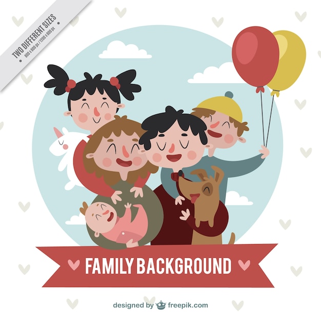 Free vector nice vintage characters of happy family