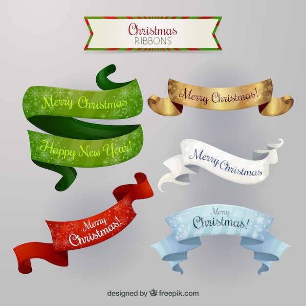 Free vector nice vintage christmas ribbons