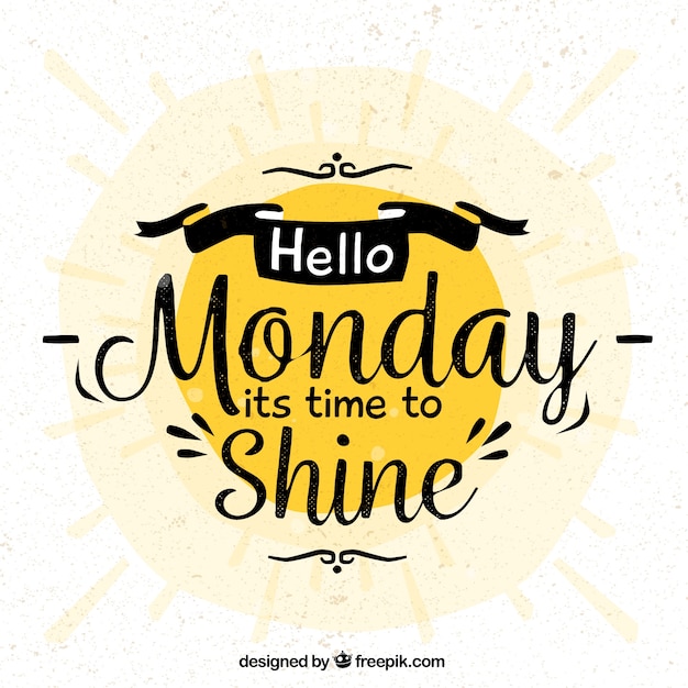 Free vector nice vintage lettering of monday with sun