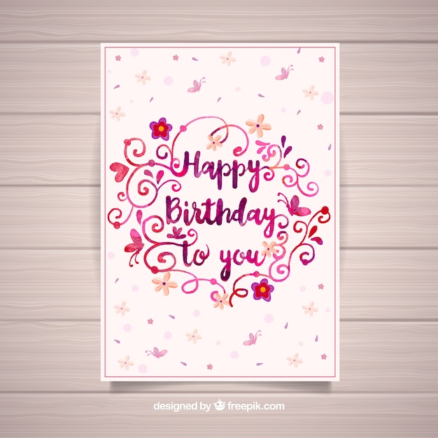 Free vector nice watercolour birthday card