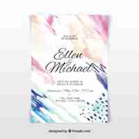 Free vector nice watercolour wedding invitation