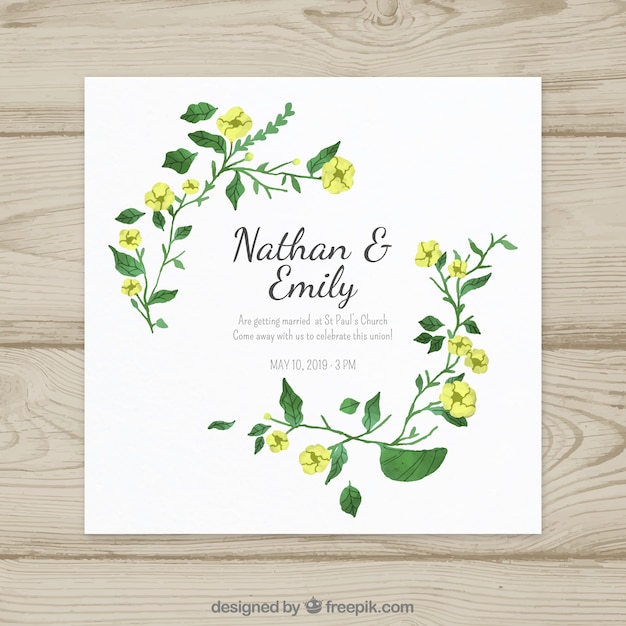 Free vector nice watercolour wedding invitation