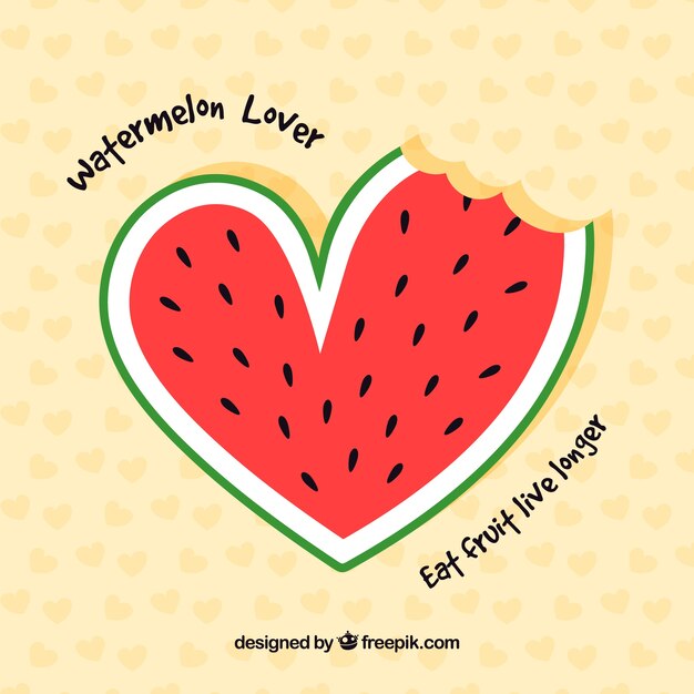 Free Vector nice watermelon background with heart shape