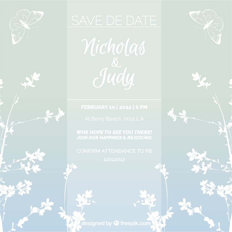 Free Vector nice wedding invitation floral style
