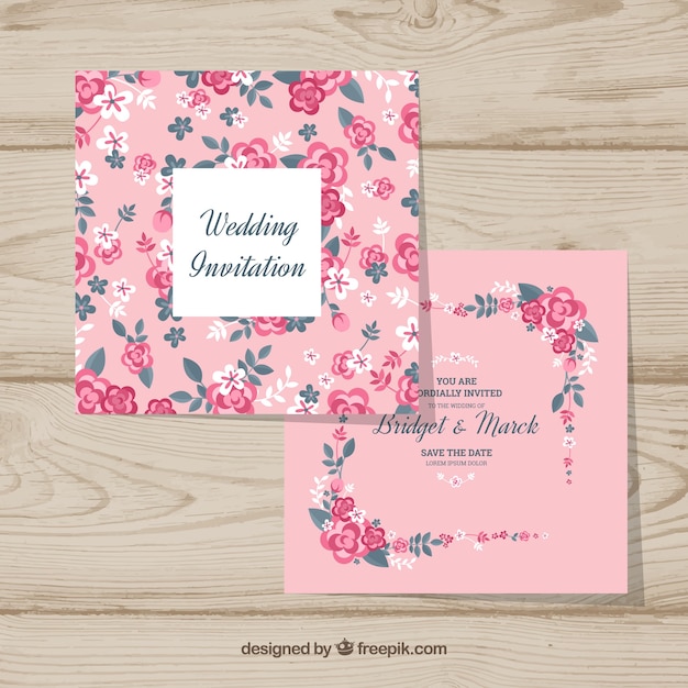 Nice wedding invitation with a floral pattern