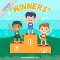 Free vector nice winners children