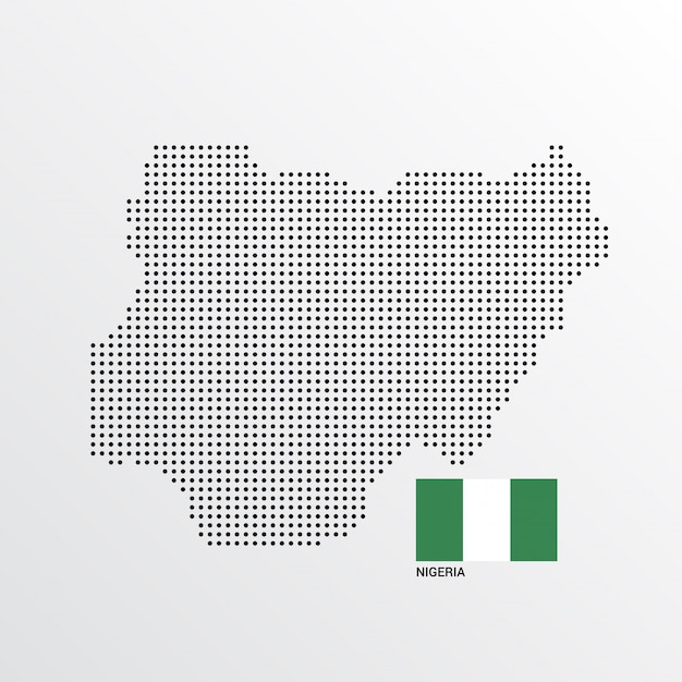 ナイジェリアの旗と光の背景ベクトルと地図のデザイン