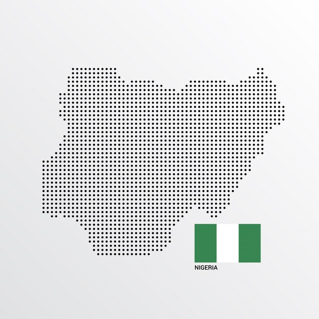Nigeria Map design with flag and light background vector 
