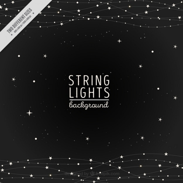 Night background of string lights and stars