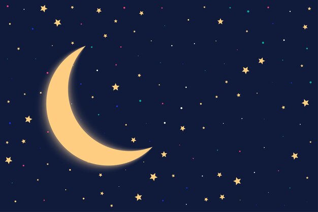 Night background with moon and stars