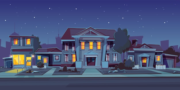 Free vector night background with rental of house