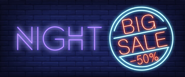 Free vector night big sale neon sign