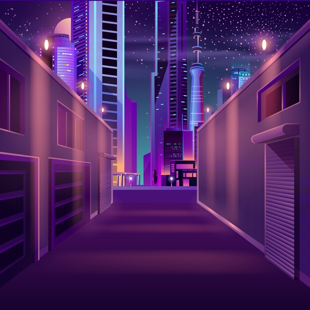 Мультфильм ночной город пустой переулок