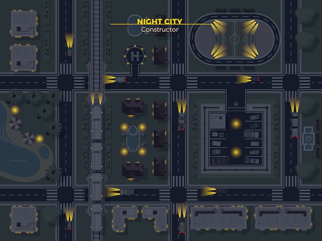 Free vector night city top view