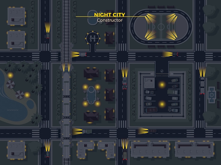 Free Vector night city top view