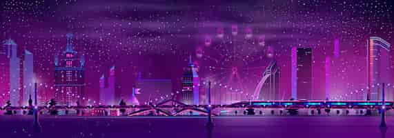 Free vector night city winter landscape vector background