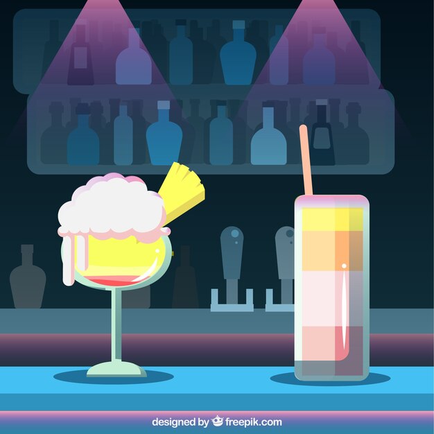 Night club cocktails background