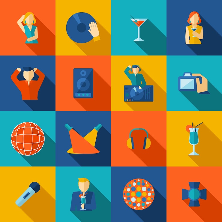 Free Vector night club icon flat