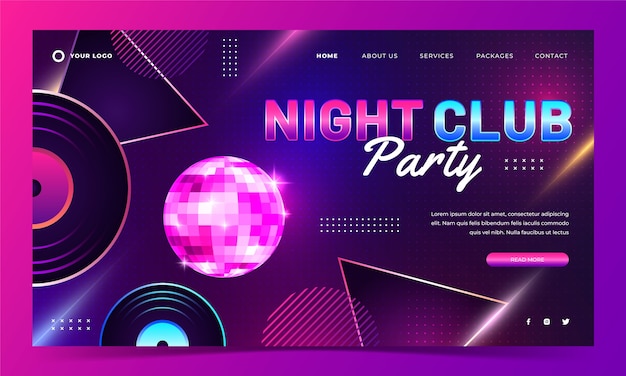 Free vector night club party landing page template