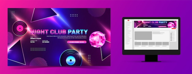 Free vector night club party youtube channel art