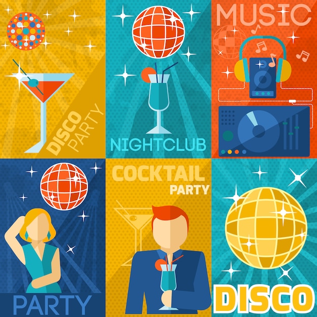 Night club poster set