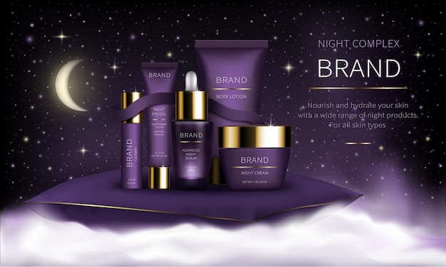 Night cosmetic series for face skin care