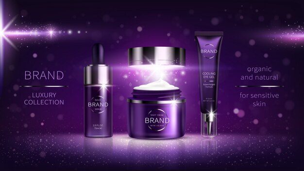 Night cosmetic series for face skin care