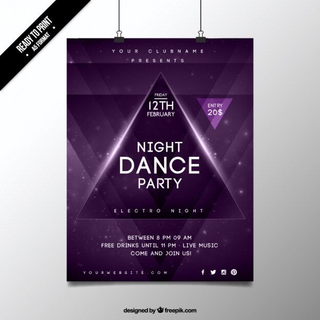 Night dance purple party poster