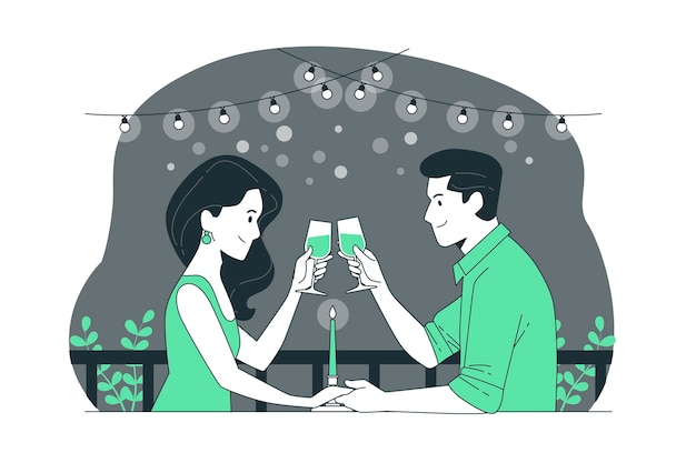 Free vector night date concept illustration