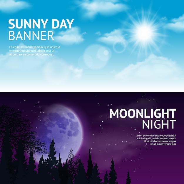 Night and day banner set