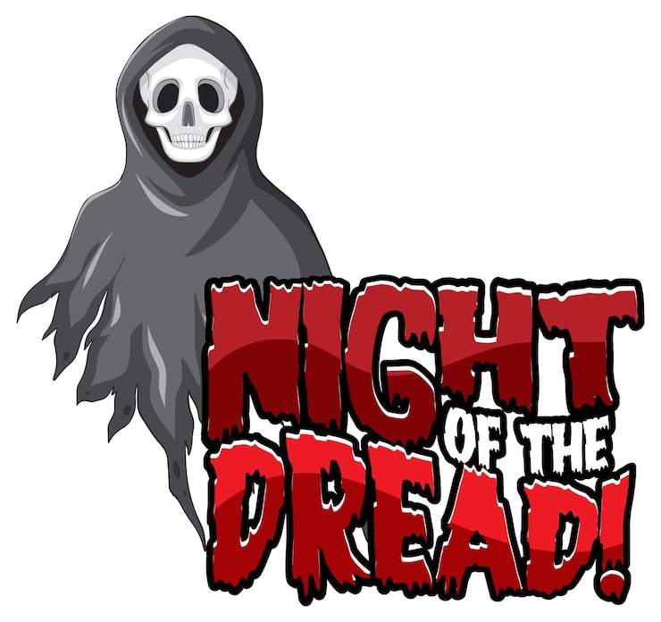 मुफ़्त वेक्टर night of the dread text design for halloween festival