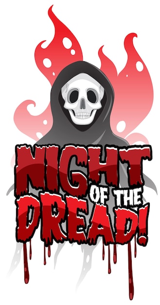 Night of the dread word banner with skeleton ghost