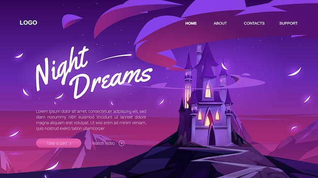 Free vector night dreams landing page