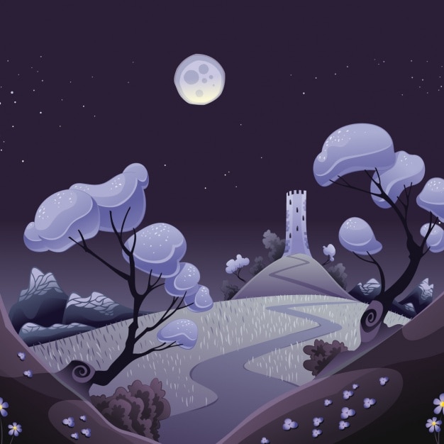 Free vector night landscape background