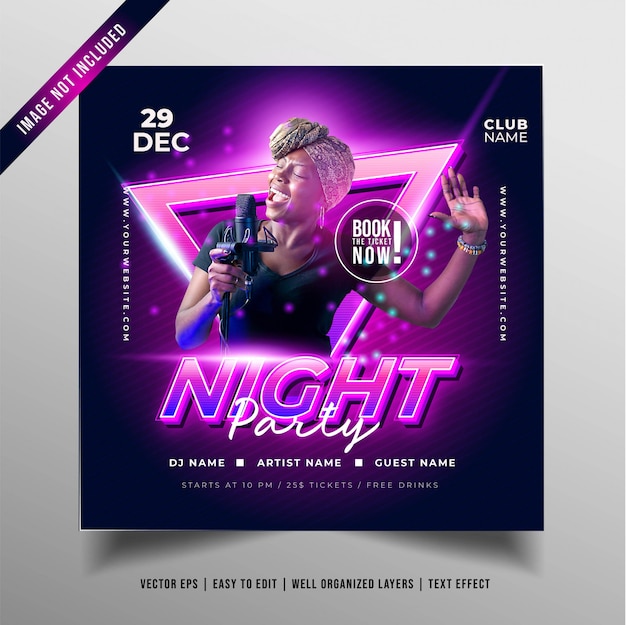 Free vector night music party banner