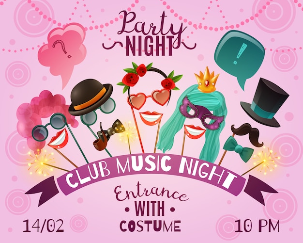 Free vector night party advertising poster
