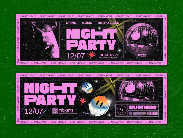 Free vector night party horizontal banner template