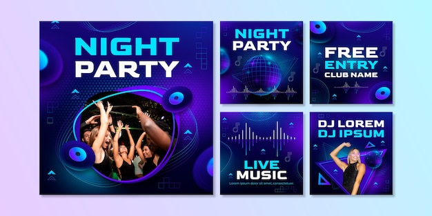 Night party instagram posts template