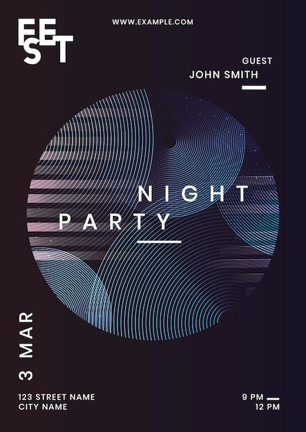 Night party poster design set