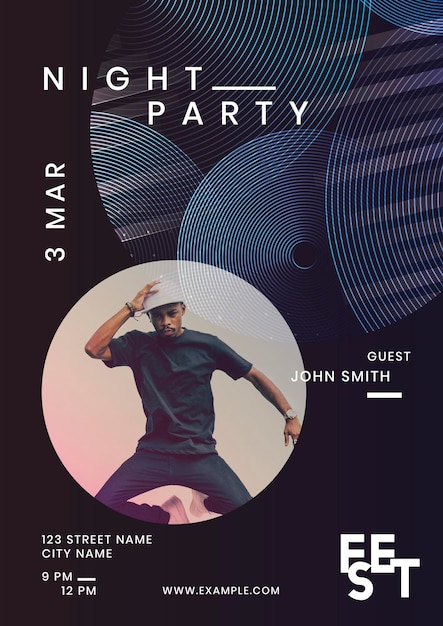 Night party poster design set