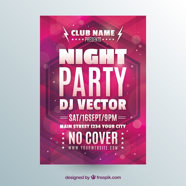 Free vector night party poster with geometric style