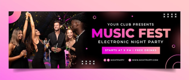 Free vector night party twitter header