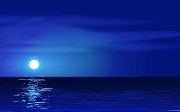 無料のベクター 夜の海の風景の背景