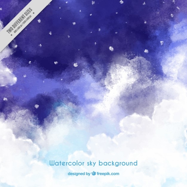 Free vector night sky background painted with watercolors