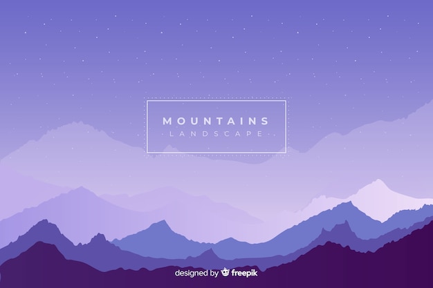 Бесплатное векторное изображение Ночное небо над цепью гор