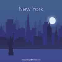 Free vector night skyline of new york