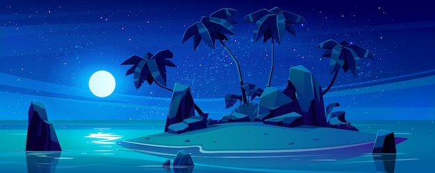 Free vector night uninhabited tropical isle vector landscape