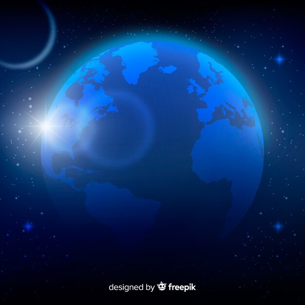 Night view of planet earth with realistic design