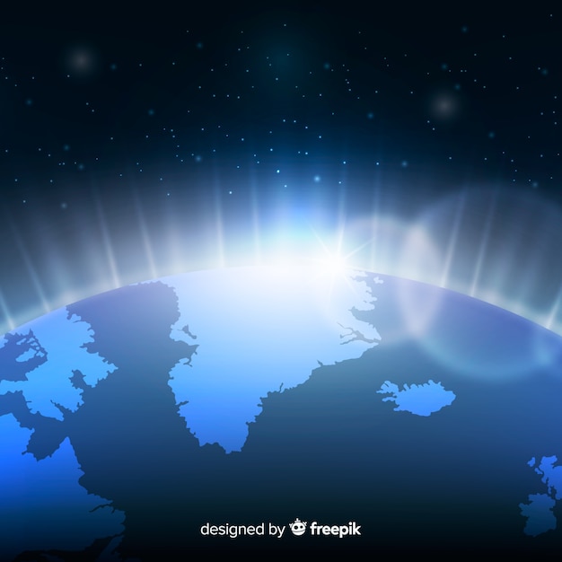 Night view of planet earth with realistic design